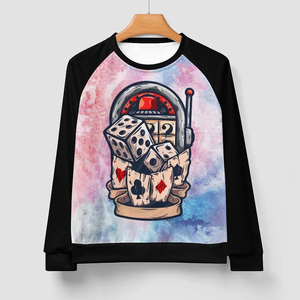 เสื้อสเวตเตอร์แบบสวมหัวสำหรับผู้ชายและผู้หญิงลายไพ่โปกเกอร์ใส่เล่นการพนันสีทองแบบมัดย้อมระบายความร้อนระบายอากาศได้ดี