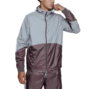 Conjunto de pantalones cortavientos con logotipo personalizado, chándal impermeable para exteriores con patrón sólido, chándal cortavientos transpirable para hombre - Product Image 3