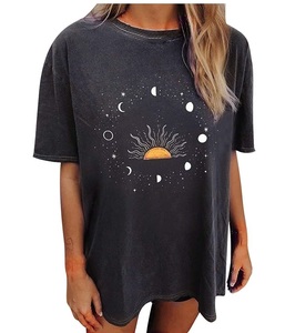 Camiseta de mujer de gran tamaño Camiseta de algodón de fábrica directa OEM con logotipo impreso DTF para minoristas de moda Lienzo Casual de punto corto - Product Image 3