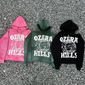 <b>Top</b> Selling Men's Winter Hoodies with New Design Full Zipper 100% Cotton Made in Pakistan Low MOQ Wholesale <b>Distress</b> Embroidery - Product Image 1