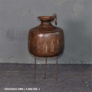 Olla Grande de Cobre Nepalí de 24 cm con Asa de Acero Inoxidable y Tapa, Diseño Vintage para Cocinar Sopas en Casa - Product Image 4