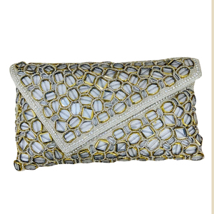 Bolso de mano artesanal con bordado de cuentas de piedra de cristal de diseñador, bolsos sofisticados para ocasiones especiales, eventos - Product Image 1