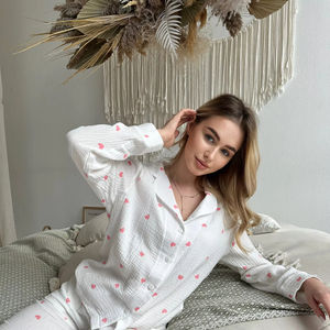 Conjunto de pijama supersuave de alta calidad al por mayor, conjunto de pijama para mujer, Conjunto de pijama de algodón estampado de manga larga de 2 piezas - Product Image 1