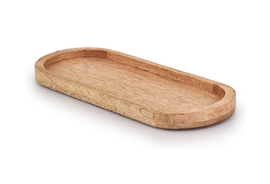 Ensemble de 3 plateaux de service en bois ovales faits à la main, polis, en bois naturel avec poignée, adaptés aux aliments, pour usage domestique - Product Image 3