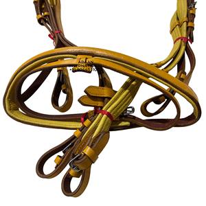 Brida de cuero ajustable hecha a mano, cómoda, duradera y a la moda, riendas acolchadas suaves, herrajes de acero inoxidable, borde coloreado - Product Image 3