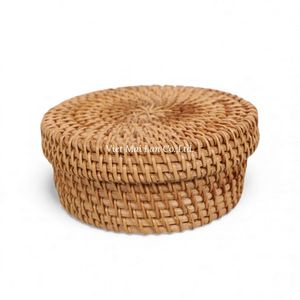 Sustainable Handmade Bohemian Style Natural Rattan Coaster <b>Set</b> with Tray Made From Eco Friendly Material Made Vietnam for Home - Product Image 2