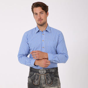 Camisas casuales elegantes para hombre, camisas de vestir bávaras ajustadas a cuadros de manga larga, camisa bávara Lederhosen para hombre - Product Image 1