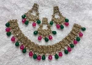 Conjunto de joyería AD elegante para mujer, deslumbrante combo de collar y pendientes indios para bodas, fiestas y eventos culturales - Product Image 3