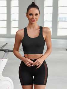 สปอร์ตบราผ่าหลังแบบไขว้โลโก้ด้านหน้าแบบสั่งทำสีแห้งเร็วและระบายอากาศได้ดีสำหรับโยคะและยิม - Product Image 5