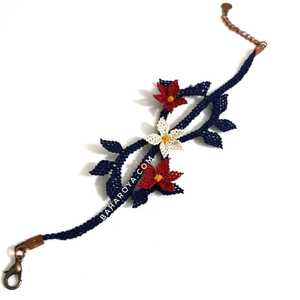 เครื่องประดับแฟชั่น nebahat bileklik kırmızığne oyasıset krem (lacivert bant) - Product Image 1