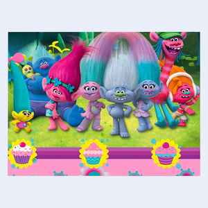 Nappe rectangulaire en plastique Trolls Mantel Cartoon 1,2x1,8m, écologique, pour décoration de fête, lot de 2 - Product Image 1