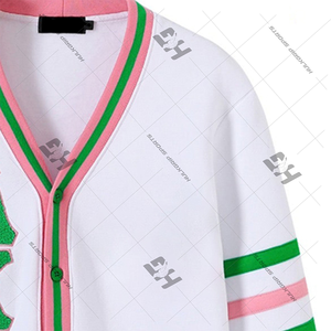 Wholesale Custom Embroidery Logo Soft Cozy 100%Cotton Greek Letter Knit <b>Cardigan</b> Alpha 1908 Sorority Sweater for <b>Woman</b> Knitwear - Product Image 4