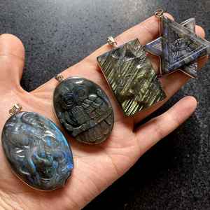 Collar con colgante de piedras preciosas de labradorita tallado a mano en 35 estilos colección de joyas chapadas en plata regalos únicos - Product Image 5