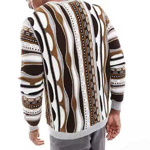 Pulls en maille pour hommes, nouvelle conception, surdimensionnés, col rond, 100% coton, respirants, logo sur le devant, vente en gros - Product Image 3