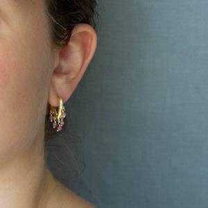Natural Stone Pink Tourmaline Sterling <b>Silver</b> Earrings Indian Jewelry Supplier Handmade <b>Silver</b> Plated <b>Silver</b> <b>Hoop</b> Earrings - Product Image 3