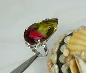 Watermelon Quartz Ring 925 Sterling Silver Pear Shape Handmade Gemstone Elegant Jewelry for Women - Product Image 1