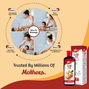 Huile pour bébé ayurvédique Dabur Lal Tail pour massage quotidien, favorise la croissance des os et des muscles, peau saine et soins pour bébé - Product Image 2