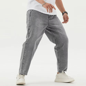 Pantalon de jogging décontracté en toile pour homme, coupe droite, taille mi-haute, haute qualité, avec logo personnalisé et braguette boutonnée colorée sur le devant - Product Image 1
