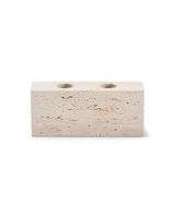 Porte-bougie en travertin argenté, support à deux bougies, minimaliste, artisanal, base de bougie en pierre pour une décoration élégante de la maison et des événements