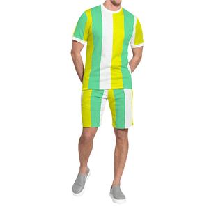 Conjunto de 2 piezas de manga corta de verano Unisex estampado personalizado sólido 100% algodón chándal y camiseta de hombre Casual transpirable - Product Image 1