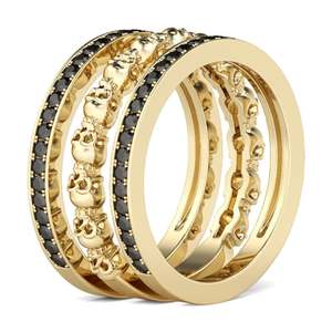 Jeulia 3-Piece Yellow Gold Tone <b>Skull</b> <b>Ring</b> Set for Anniversary - Product Image 3
