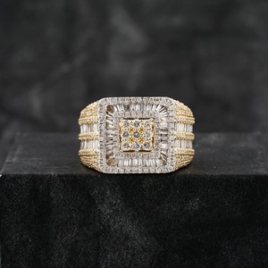 925 Sterling Silver Square VVS Moissanite Diamond Ring 14k Solid Gold Fine Jewelry Hiphop Style Men Baguette Cut Diamond Ring - Product Image 3