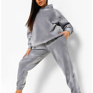 Chándal con Capucha para Mujer, Personalizable con Logotipo, Corte Regular, Manga Larga, Lavado Ácido, 100% Algodón Felpa, Tallas Grandes, para Invierno, OEM, Económico - Product Image 5