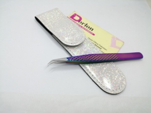 Plasma arc-en-ciel 45 degrés extension de cils pailletés pince à épiler pointe de sable Volume extensions de cils acier durable écologique PU - Product Image 3