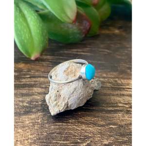 Bague Statement Bohème Angie Rosetta en Argent Sterling avec Turquoise, Monture Bezel, Taille 7, Surface Brillante, Plaqué Rhodium, Idéale au Quotidien - Product Image 3
