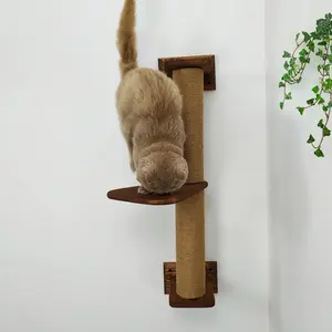 หอคอยไม้สำหรับแมวติดผนังเฟอร์นิเจอร์สำหรับแมวชั้นสำหรับปีนเขาพร้อมเชือก - Product Image 5