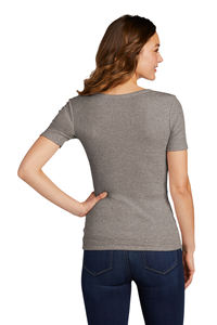 T-shirts courts pour femmes T-shirt basique en tricot côtelé à manches courtes pour femmes T-shirt en tricot à col rond ajusté pour femmes - Product Image 3
