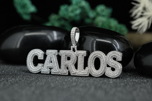Collar con Colgante Personalizado Carlos, Plata 925, Cristal, Micro Pavé, Joyería Hiphop Brillante, Unisex, Regalo - Product Image 2