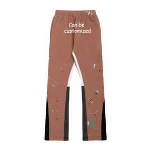 Custom High Quality Casual Flared <b>Jogger</b> Track Pants Patchwork Elastic Waistband <b>Stacked</b> Flare Sweatpants for Men - Product Image 6