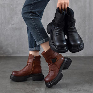 Bottes en cuir pour femmes à talon aiguille et bout pointu, style western, brodées, bottes de neige en cuir pour femmes - Product Image 3