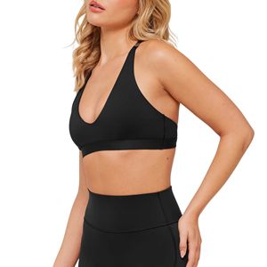 Sujetador deportivo fruncido de talla grande para mujer, con cuello en V profundo, sexy, con tiras en la espalda, top corto de yoga sin aros, transpirable y que absorbe el sudor para el gimnasio. - Product Image 3