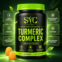 Gummies Antioxydantes au Curcuma OEM, Formule 500mg, Absorption Ultra-Élevée, 60 Capsules pour la Santé des Os et des Articulations des Adultes