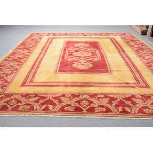 Traditional Red <b>Gold</b> Large Area Rug 7.1 X 9.1 ft Vintage Turkish <b>Wool</b> Latex Backing Patchwork Abstract for Hallway Room Rug - Product Image 3