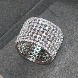 4.50Ct Ronda Real Moissanite Cluster Refinado Elegante 14K Chapado en oro blanco Anillo de compromiso para hombres - Product Image 4