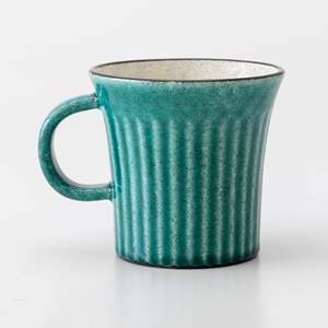 Kairagi Teal & White Ceramic <b>Cup</b> <b>Set</b>, Handcrafted Stoneware Mugs (<b>Set</b> of 2) - Product Image 6