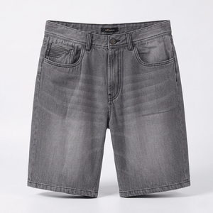 Shorts en jean gris pour homme, taille mi-haute, respirants, séchage rapide, style décontracté streetwear, shorts de motard - Product Image 1