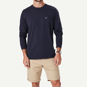 T-shirt à manches longues col rond en coton Street Wear Logo personnalisé Homme T-shirt à manches longues col rond - Product Image 1