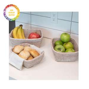 Venta caliente hecho a mano sala de estar Snack frutero cesta de verduras mimbre ratán Natural ecológico - Product Image 6