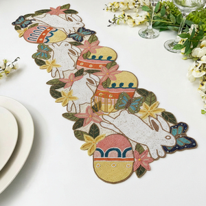 Chemin de table brodé de 36 pouces, perles de verre faites à la main, décoration de mariage de luxe, faible MOQ - Product Image 3