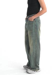 Jean ample streetwear de haute qualité à coupe évasée pleine longueur, jambe large et coupe baggy - Product Image 3