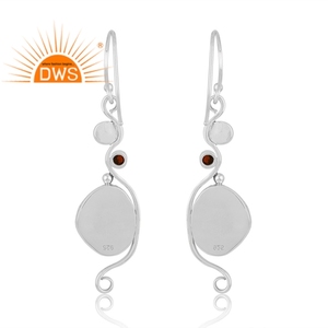 Best Quality Oxidized Sterling Silver Natural Garnet & Strawberry Quartz Gemstone Dangle Earring Custom Jewelry Manufacturer - Product Image 4