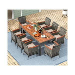 Moderno Juego de Comedor de Mimbre Ratán Duradero No Apilable de 8 Plazas con Cojines de Asiento para Uso en Jardín Exterior - Fábrica Phu Linh - Product Image 1