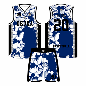 Uniforme de Baloncesto Sublimado con Diseño Personalizado OEM, 100% Poliéster, Tejido de Malla, Conjunto de Camiseta y Pantalones Cortos de Verano - Product Image 1