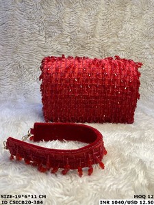Designer Artisan Handmade Crystal Stone Broderie perlée Pochette de mariée Sacs à main sophistiqués pour les occasions spéciales du soir - Product Image 4