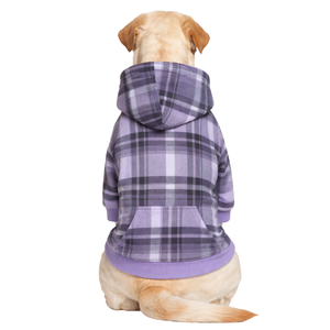 Sweat-shirt à capuche pour chien en polaire douce à carreaux violets, pull confortable et chaud pour l'hiver, pour chiens de petite et moyenne taille - Product Image 2