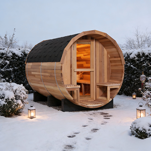 Sauna de Barril para 4-6 Personas, Sauna de Vapor Tradicional de Madera de Cedro Rojo para Exteriores - Product Image 1